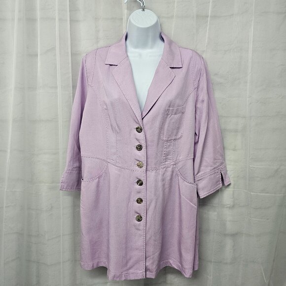 NWOT Soft Surroundings Lavender Shacket Jacket Tunic Blouse M - Picture 1 of 14